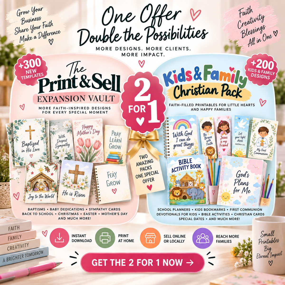 The 2-for-1 Pack: The Print & Sell Expansion Vault + Kids & Family Christian Pack