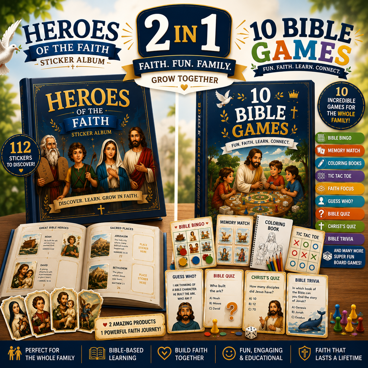 The 2-for-1 Pack: Heroes of the Faith + 10 Bible Games