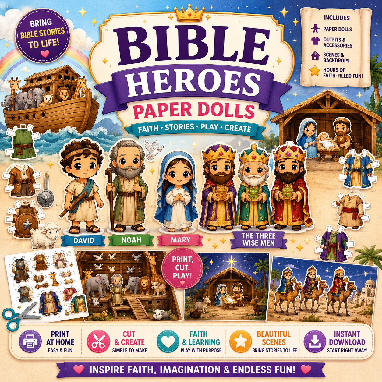 Bible Heroes Paper Dolls